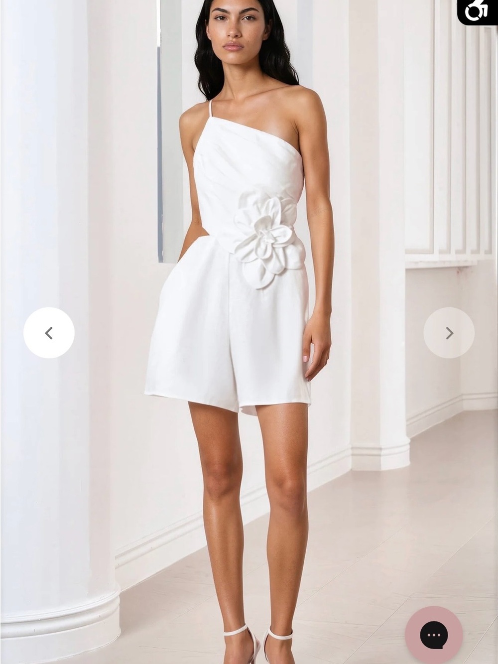 Yumi Kim White One-Shoulder Floral Appliqué Romper